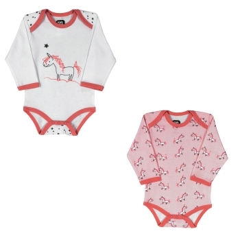 Lot de 2 bodies bébé manches longues ouverture croisée Luna