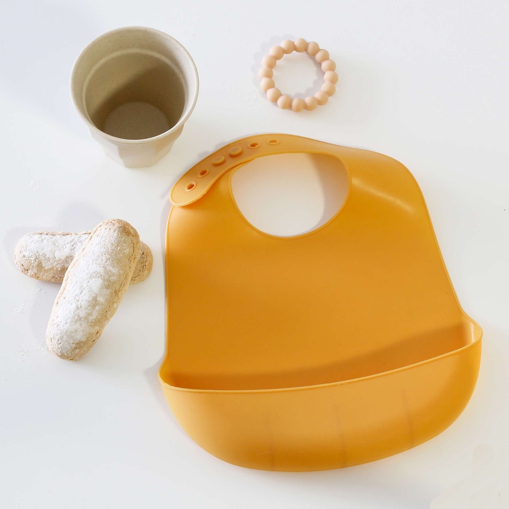 Bavoir silicone avec récupérateur moutarde - Made in Bébé