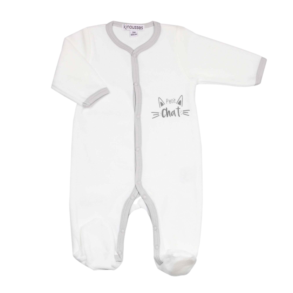Pyjama naissance fille - Chaton - Pyjama velours bébé doux et chaud