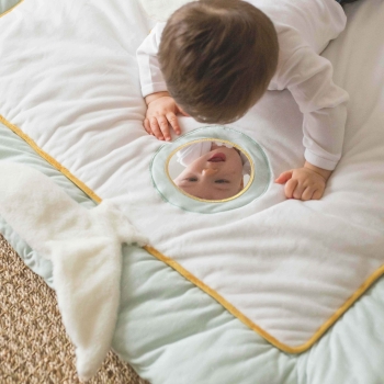 Tapis d'éveil oeko tex sensoriel pour bébé avec miroir et bruitage